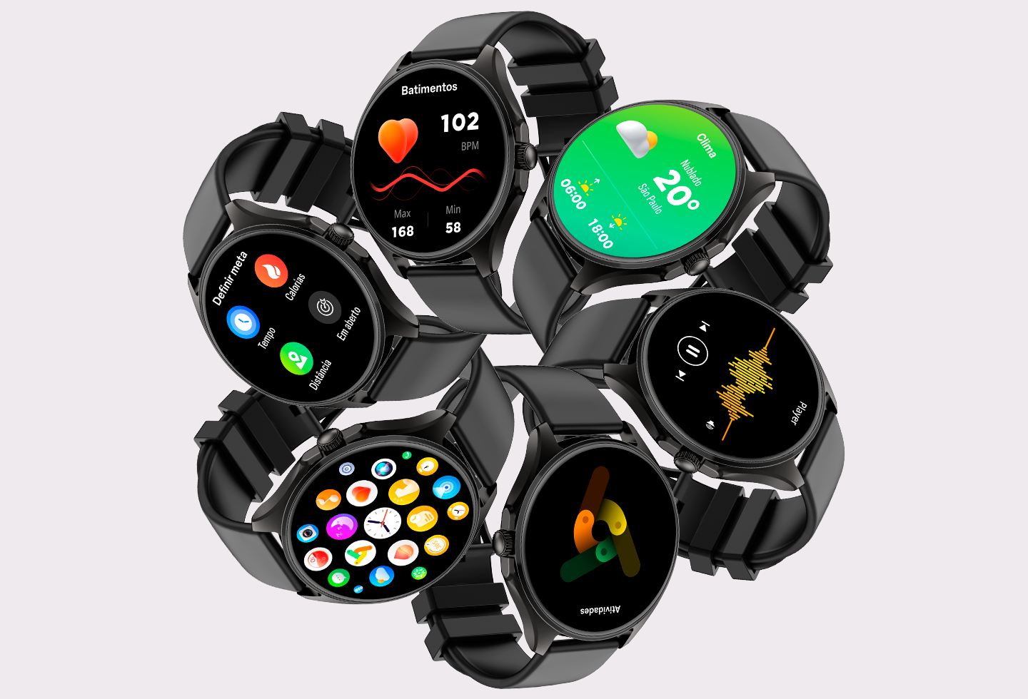 Mosaico com diversos Smartwatches